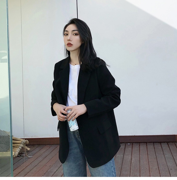 MSstudio2018 mùa thu mới Hàn Quốc nhỏ màu đen phù hợp với áo khoác nữ nữ giản dị sang trọng vest trắng nữ