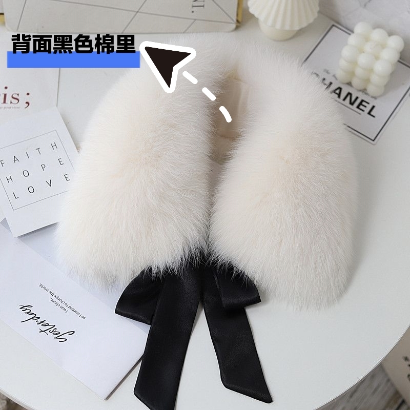 Autumn and Winter Faux Fur Fox Fur Collar, Can Be Fixed, for Men and Women's down Jackets and Coats, Large Ribbon Fur Collar, Round Neck Neck Protector