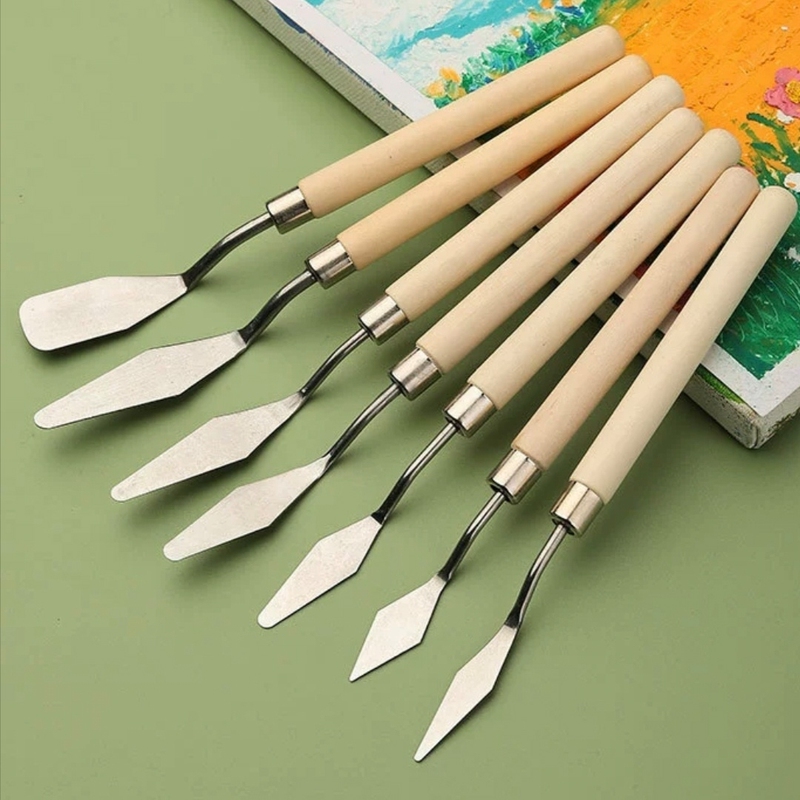 Oil Pastel Scraper Pointed Texture Painting Palette Knife Acrylic Gouache Paint Pick Knife Small Flat Head Mini Painting Spatula