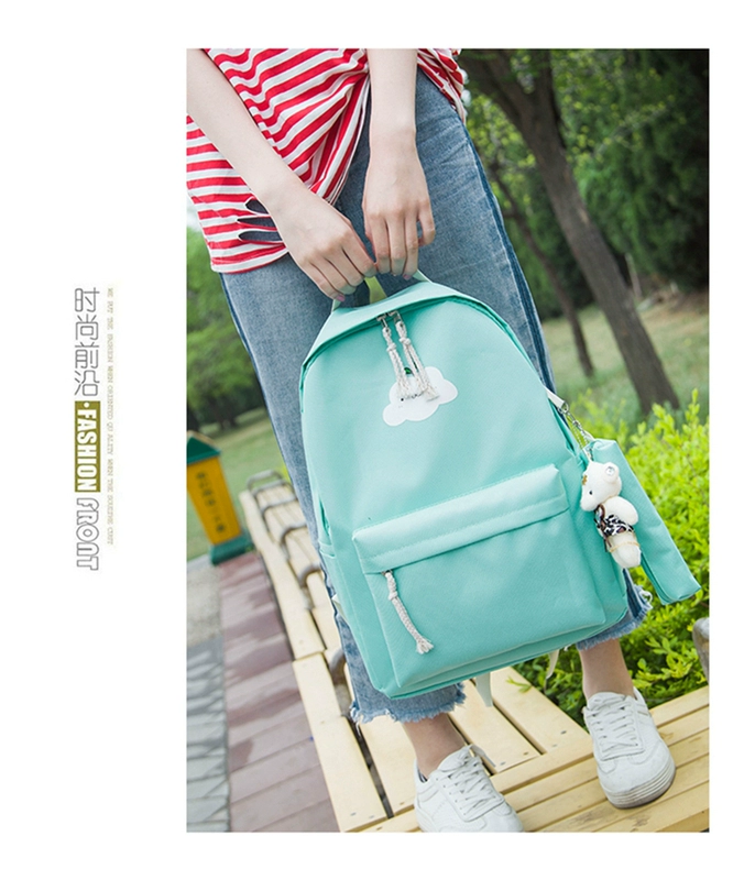 Schoolbag nữ học sinh Phiên bản Hàn Quốc của khuôn viên phim hoạt hình thời trang vải học sinh trung học cơ sở vai túi thủy triều học sinh tiểu học nhỏ ba lô tươi - Ba lô