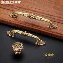 European cabinet door handle all copper antique cabinet drawer wardrobe door handle American wine cabinet black pure copper handle