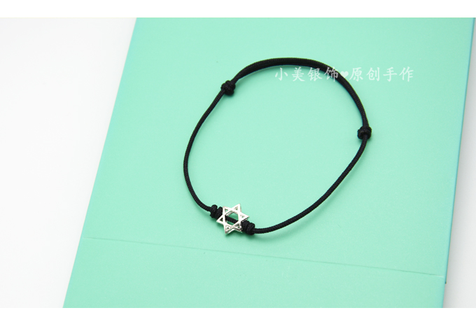 Nhật Bản và Hàn Quốc thời trang đơn giản khí sáu sao S925 sterling bạc nữ chân chuỗi vòng đeo tay tốt dây đỏ chân dây sinh viên dây tay màu đen vòng đeo chân nữ