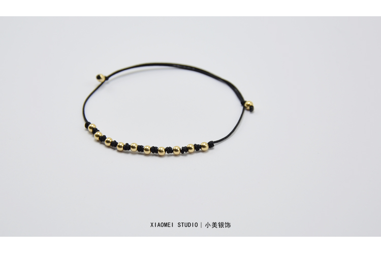 Chuỗi hạt vàng 14k đơn giản, dây chuyền mảnh, dây đeo nữ màu đỏ, được đan bằng tay màu đen vòng chân titin ko gỉ