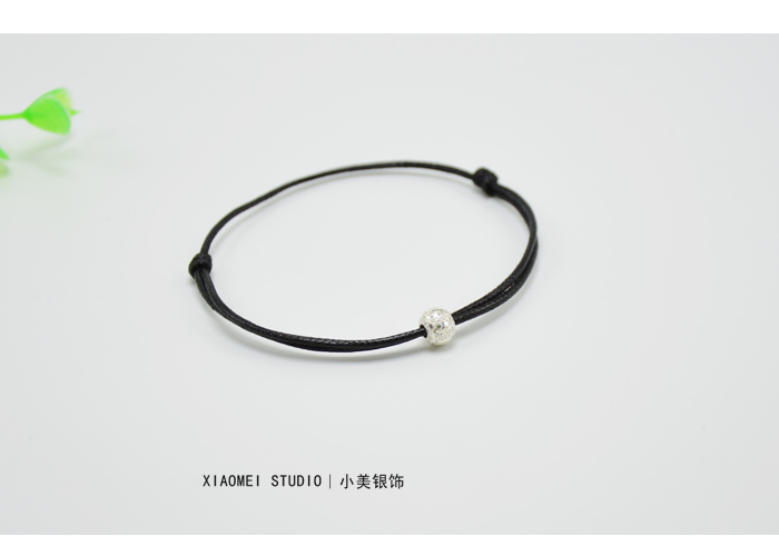 Nhật Bản Hàn Quốc ban đầu thủ công sterling bạc chuyển hạt màu đỏ dây đeo vòng chân mỏng nam và nữ đôi sinh viên chân dây thừng tay đen vòng đeo chân nữ bằng vàng