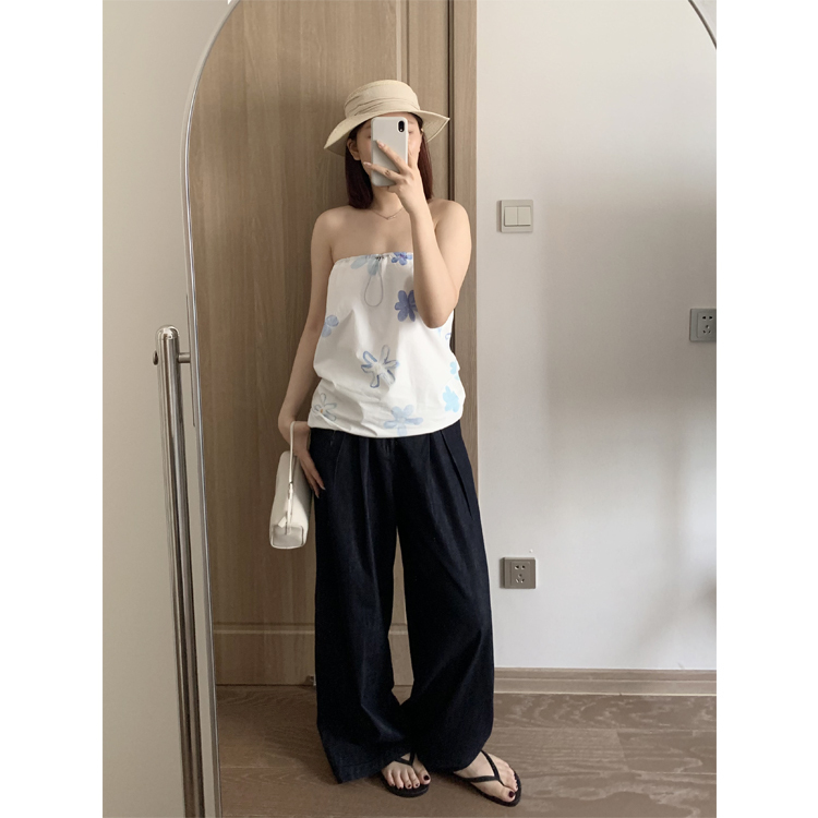 Summer Yuppie Jeans, Loose Pleated Casual Pants, Women's Summer Thin Versatile Straight Pants