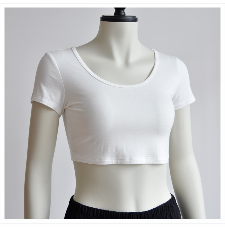 Summer Short-Sleeve T-Shirt for Women, Solid Color, Tight-Fitting, High-Waisted, Crop Top, Inner Wear, Tube Top, Half-Sleeve Yoga Short Top