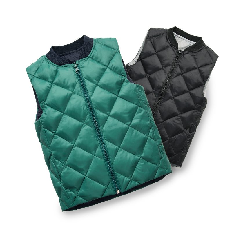 Children's down waistcoat Korean version Boy light slim vest girl Autumn winter Camshoulder baby with large outside wearing waistcoat