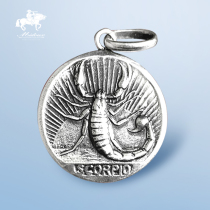 European and American silver accessories S925 pure silver Scorpion Constellation Retro Wind Gust Bifacial High Relief Birthday Gift Men And Women Pendant