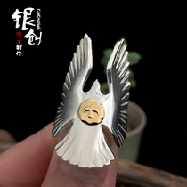Yinchuang Takahashi goros Point Gold Eagle 925 Sterling Silver Ring Eagle Forest Rock Kizi Men and Women Handmade