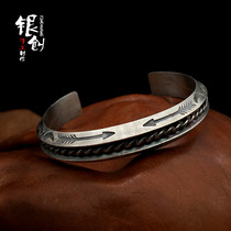 Navajo Bracelet 925 Sterling Silver Takahashi Locomotive Style Opening Retro Silver Yu Wenle Same Ju Dijian