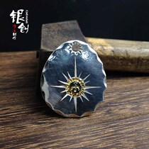 Takahashi goros sixteen-Ray silver cake 18k necklace pendant pendant pendant trendy locomotive male and female sterling silver