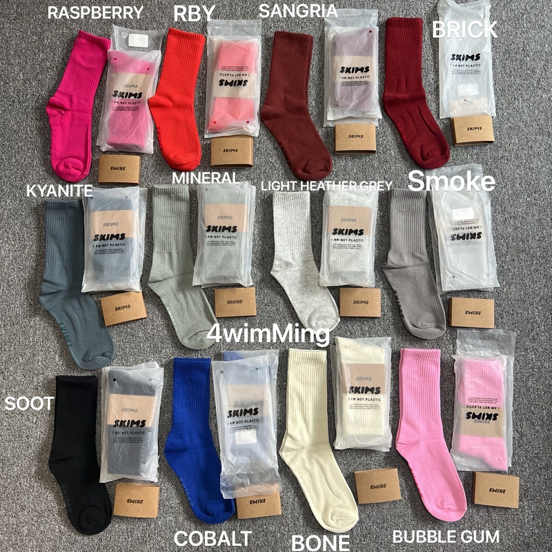 In Stock Skims Sport Crew Socks Kim Kardashian All-Season Solid Color Long Socks
