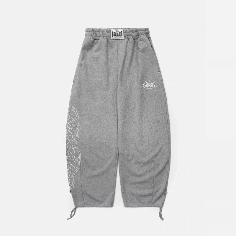 Badblood Curved Fit Sports Pants American Style Cleanfit Wide-Leg Loose Drape Casual Banana Pants