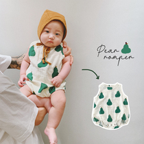 Yun Er's mother baby boy boy girl and girl summer cotton sleeveless one-piece ha clothes children and young children cute climbing clothes