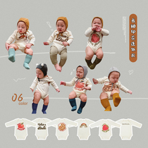 2021 Spring and Autumn New Product Yuner Mother Baby Newborn Long Sleeve Ha Yi Qiubao Baoyangqi Pure Cotton Alphabet