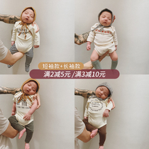 Yuner mother newborn 2021 Spring and Autumn new foreign style cotton one-piece clothes baby cute climbing clothes ha clothes autumn