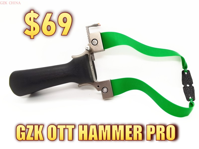 The bow as a titanium alloy one combines the grip over the top bow with the slingshot GZK Ott Hammer Pro