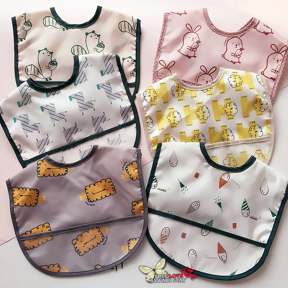 3 pieces Baby saliva towel waterproof bib baby cartoon bib male and female hand washing supplement food eating pocket light spring and autumn