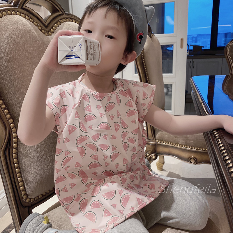 Foreign trade Danish children sleeveless pu surrounding pocket baby eating clothes ultra soft waterproof baby anti-dirty feeding dinner for the spring and summer