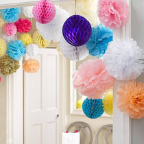 Wedding room paper flower ball decoration Handmade diy paper flower Wedding activities Living room mall decoration Paper pull flower holiday charm
