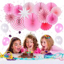 Paper fan flower background wall decoration childrens birthday party shopping mall beautiful window festival dress living room decoration