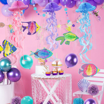 Marine fish jellyfish honeycomb ball hanging ornament creative living room window decoration kindergarten activity layout