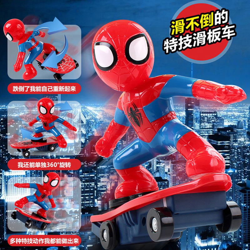 Children's Toys Electric stunts Spiderman Scooter Kids Stunts lights Rolling Cars Boy Birthday Presents