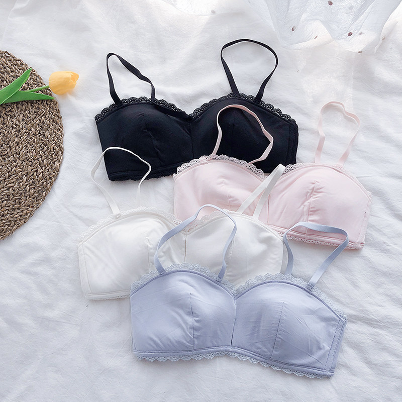 Large breasted small chest micro pressure Summer thin no steel ring lace lace lingerie bralette bra bra buckle obliteratural