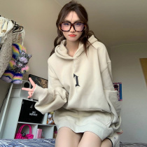 American retro hooded sweater womens 2022 spring and autumn high street tide brand niche oversize long-sleeved jacket top