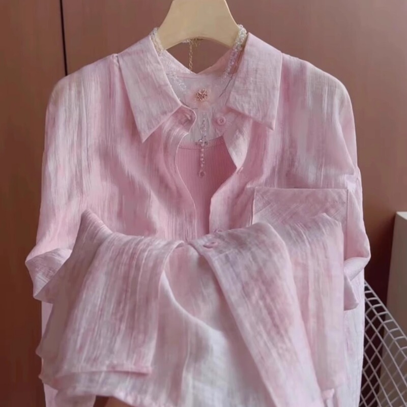 2025 Summer New Women's High-End Tie-Dye Sun Protection Shirt Dopamine Polo Shirt Lightweight Breathable Shirt Trendy