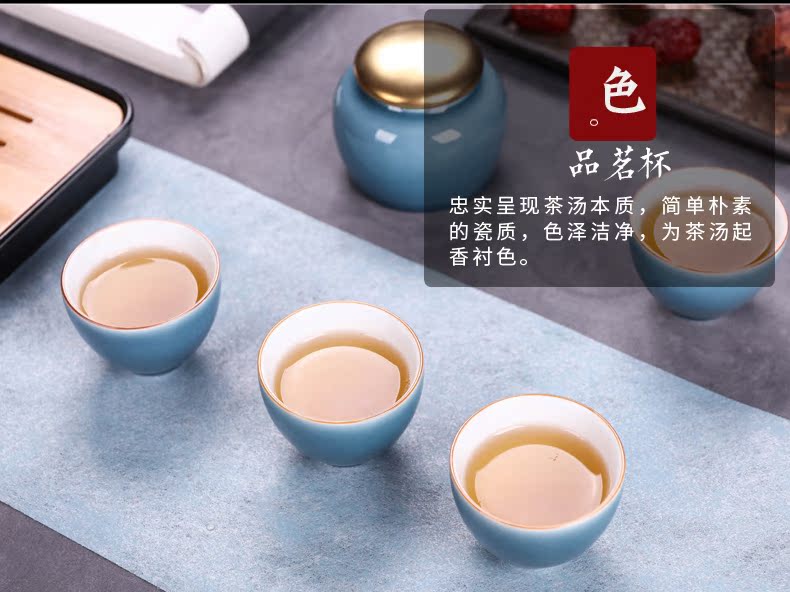 Kung fu tea set jingdezhen ceramic household teapot teacup portable travel a shadow of a complete set of green tea set