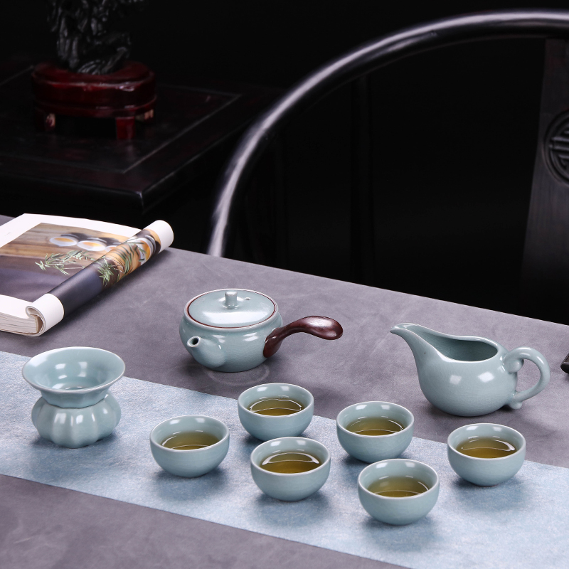 Kung fu tea set suits for domestic high - grade tea ware jingdezhen ceramics portable travel 9 sets your up of a complete set of tea sets