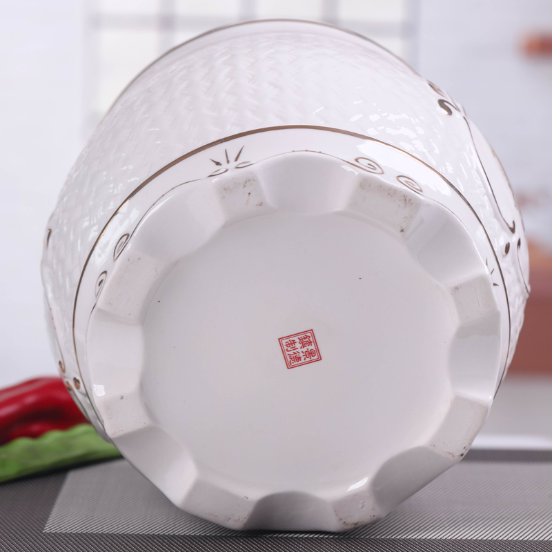Jingdezhen ceramic barrel ricer box and multi - functional with cover household insect moistureproof and large capacity storage cylinder seal