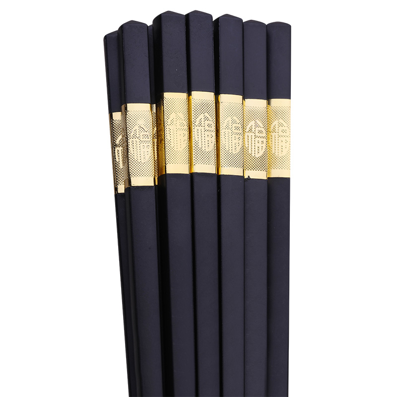 The Open household utensils hotel alloy chopsticks family suit 10 pairs of antiskid not moldy household solid wood chopsticks