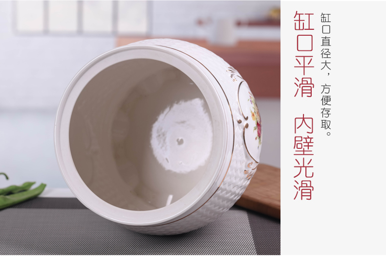 Jingdezhen ceramic barrel ricer box and multi - functional with cover household insect moistureproof and large capacity storage cylinder seal
