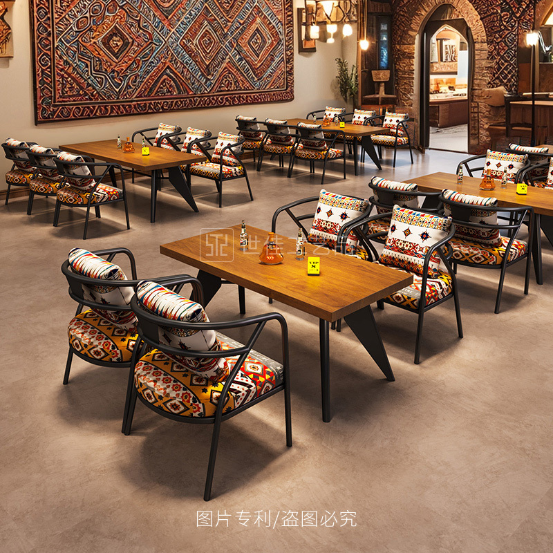 Folk Music Bar, Small Tavern, Bar, Lounge Bar, Sofa Seating, Dining, Milk Tea, Coffee Shop, Restaurant, Ethnic Style Booth Seating, Commercial Tables and Chairs