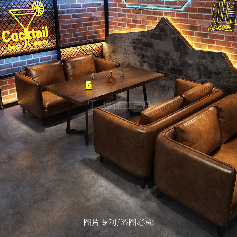 Bistro Cafe Booth Sofa Bar Theme Restaurant Teahouse Clear Bar Restaurant Barbecue Restaurant Dining Table and Chair Combination