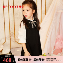 EP Ya Ying childrens clothing girls 2021 spring and summer new lantern sleeve long sleeve stitching fashionable foreign style dress princess dress