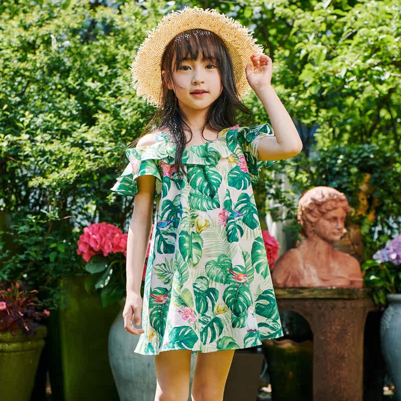 Mall Same-section] EP Yonne Children's clothes 2022 Girls Summer clothes New Shoulder Holiday Windy Girls Foreign Dress