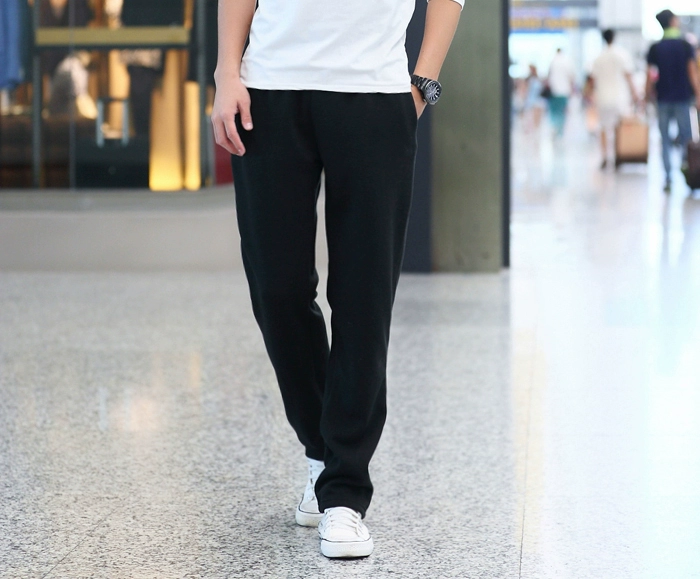 Mùa thu đông quần thể thao quần nam cộng với nhung dày rộng kích thước lớn quần âu quần cotton nam chạy thẳng quần quần jean nam
