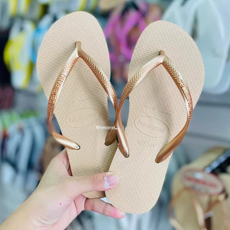 Шлепанцы Havaianas, нескользящие классические сланцы с тонким ремешком