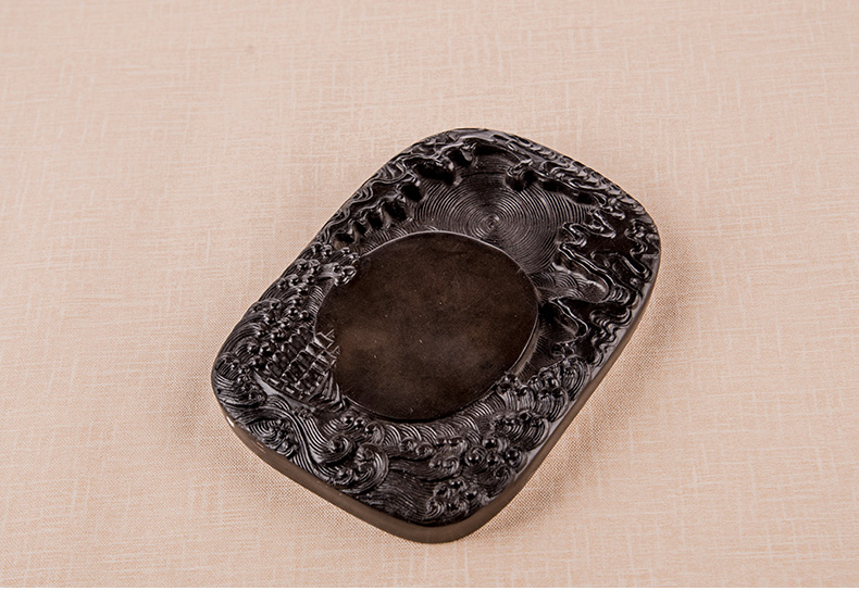 Wenfang Four Treasure beginners Ink Stone End Inkstone Natural Original Stone Chennau Clay Stone Ink Stone Ink and calligraphy Supplies suit Students ink stone