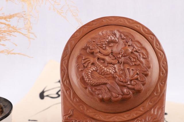 Kiln Change Red Clay mud Clay Stone Ink Stone suit with lid suit Wenfang Four Treasure Supplies