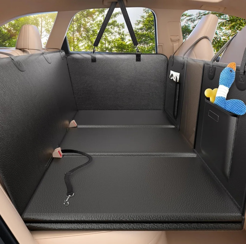 Car Pet Mat with Hard Back Support, Dog Mat Extension for Car Seat Cover, Cat Claw Leather Fabric, Waterproof Dog Mat for Car Use