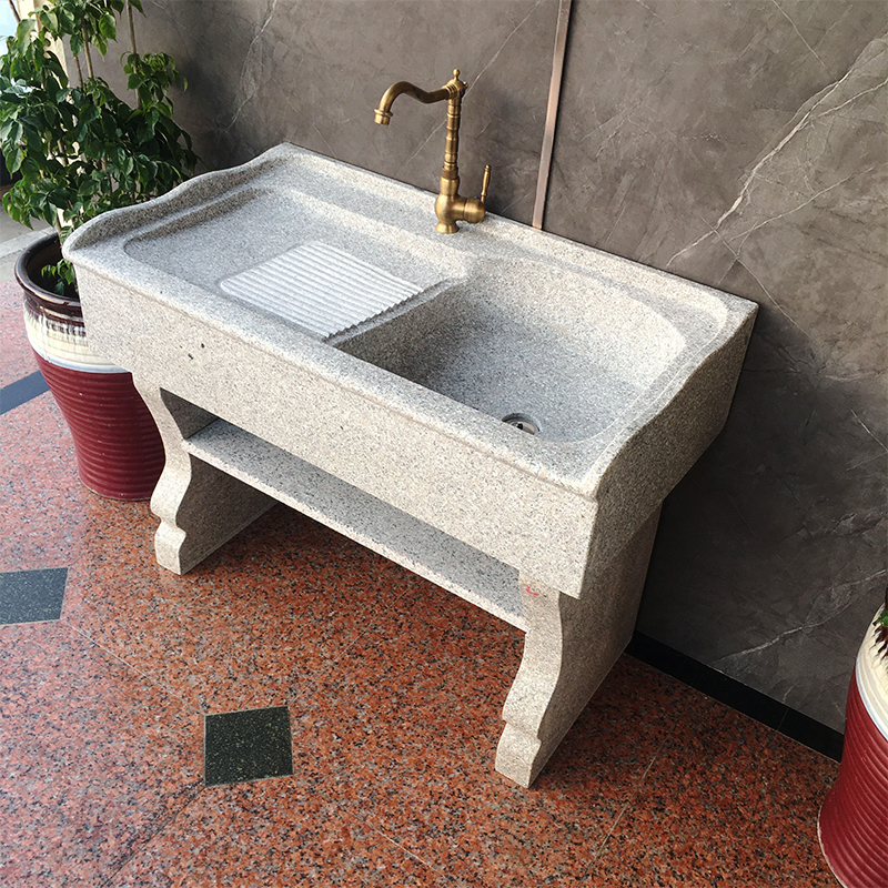 Home balcony granite laundry pool with washboard outdoor courtyard stone sink marble integrated laundry sink