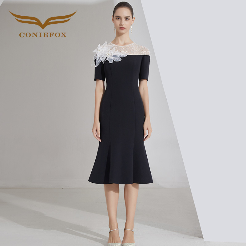 Creative Fox Black Dress, Suitable for Banquet Hosts, Can Be Worn Daily, Party Dress, Elegant Socialite High-End Dress for Women Creative Fox Black Dress, Suitable for Banquet Hosts, Can Be Worn Daily, Party Dress, Elegant Socialite High-End Dress for Women