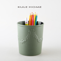 KULE HOME ceramic brush holder study desk brush storage light luxury office high-end design ornaments