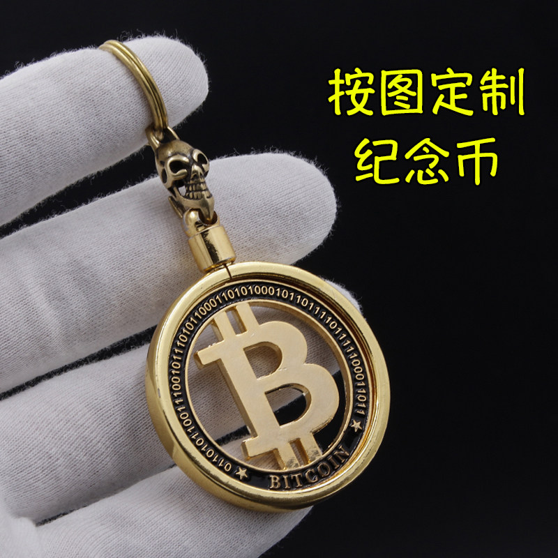 Custom Brass Commemorative Coin Alloy Bits B Key Button Pendant American BTC Digital Currency Set Gold Coin Coins