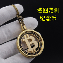 Customized brass commemorative coin alloy bit B keychain pendant US BTC digital currency custom Gold Coin Coin