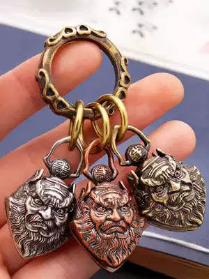 Tianshu Zhong Kui pure copper brass bell pendant men and women car key hanging key chain pendant retro personality creativity